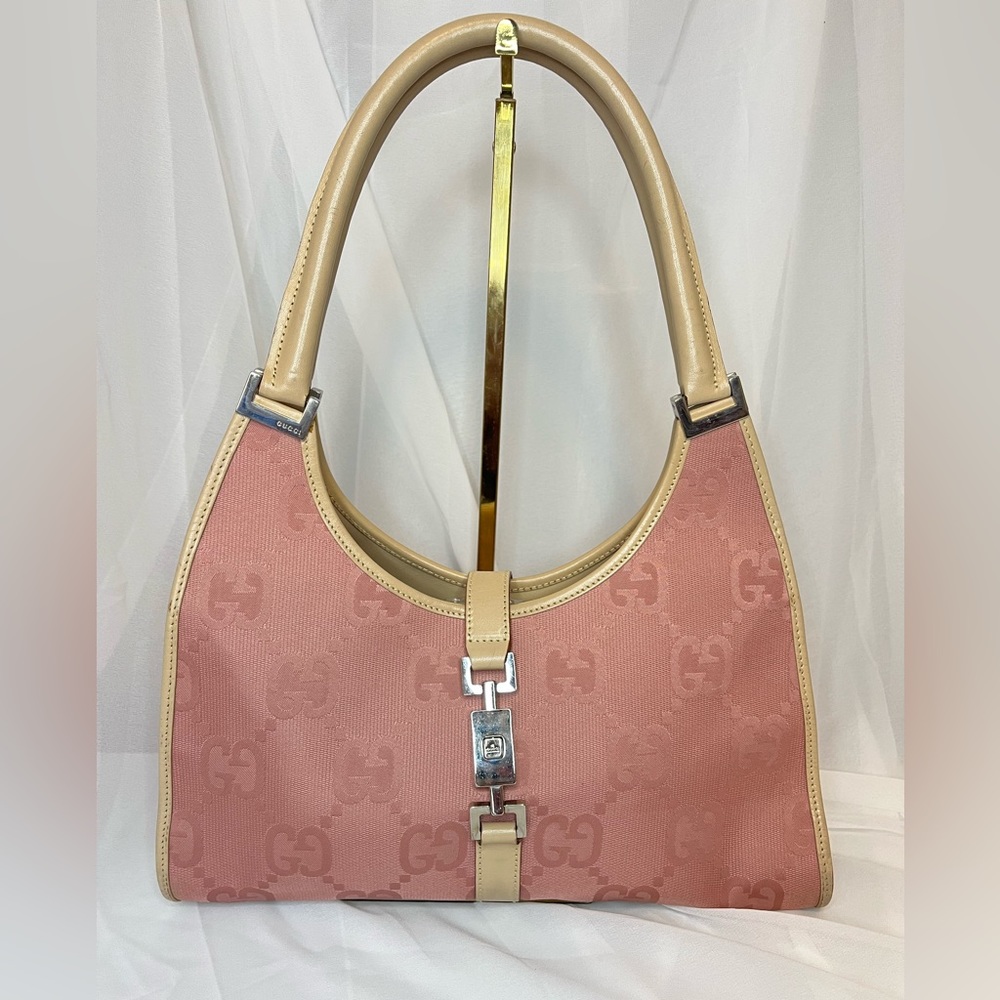 Gucci Jackie GG Pink Vintage Bardot Shoulder Bag